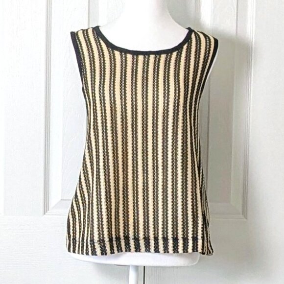 LOFT Tops - LOFT Women's Sleeveless Knit Top Blouse  Size L  Black Cream  NWT